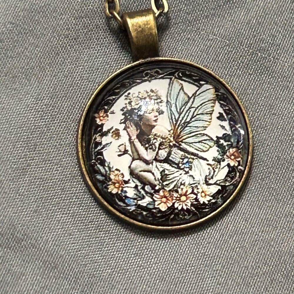 Fairy Pendant Necklace with Bronze Finish